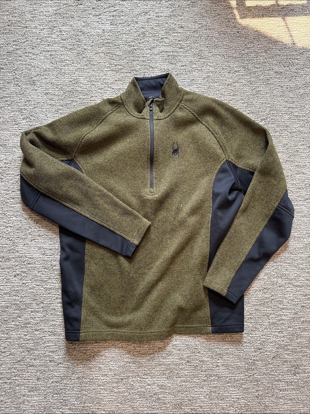 Spyder Men's Olive Green and Black Quarter-Zip Pullover